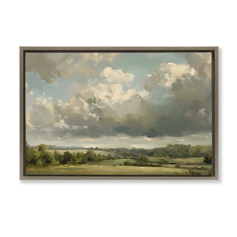 Sunlit Clouds over Countryside Floating Frame, design by LSR Creative Studio, Montalcino Elm Floater Frame, 17" H x 25" W