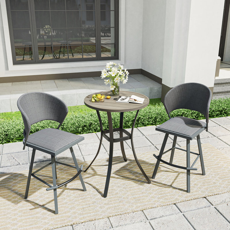 Table de bar d'extérieur ronde 27,6 po Tenesia, Gris gris