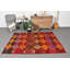 Tapis turc vintage en laine tissé à la main de style géométrique rétro, idéal pour les maisons ou les bureaux - rouge / orange