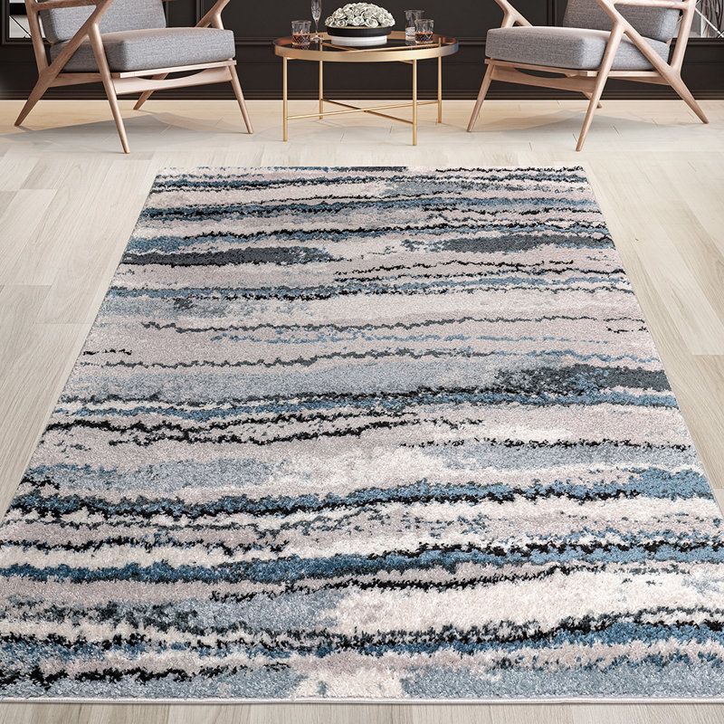 Tapis tissé à rayures abstraites Watercolor