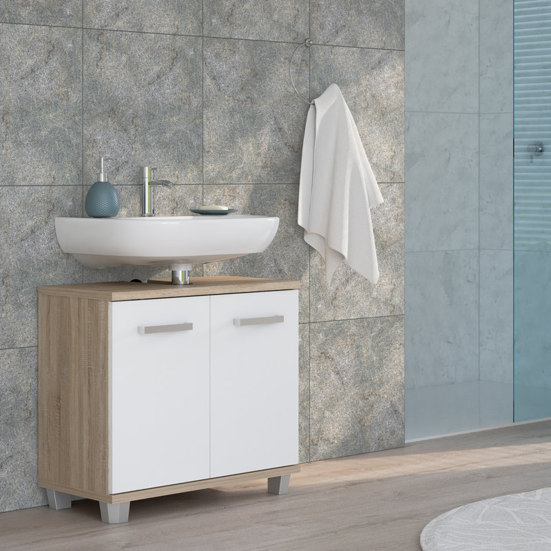 Veris Under Sink Cabinet, Sonoma Oak/White High Gloss
