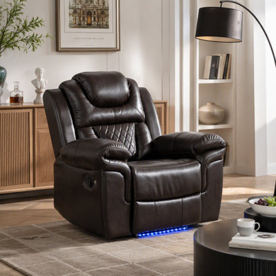 Fauteuil inclinable manuel de cinéma maison avec bande lumineuse à DEL pour le salon, la chambre à coucher, brun