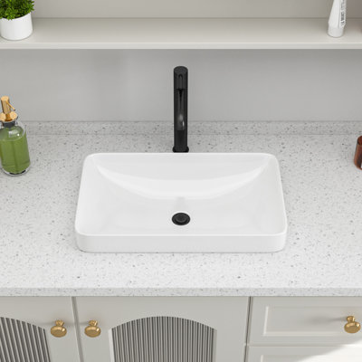 Lavabo de salle de bain semi-encastré en céramique 19 po L 19 po x l 12 po