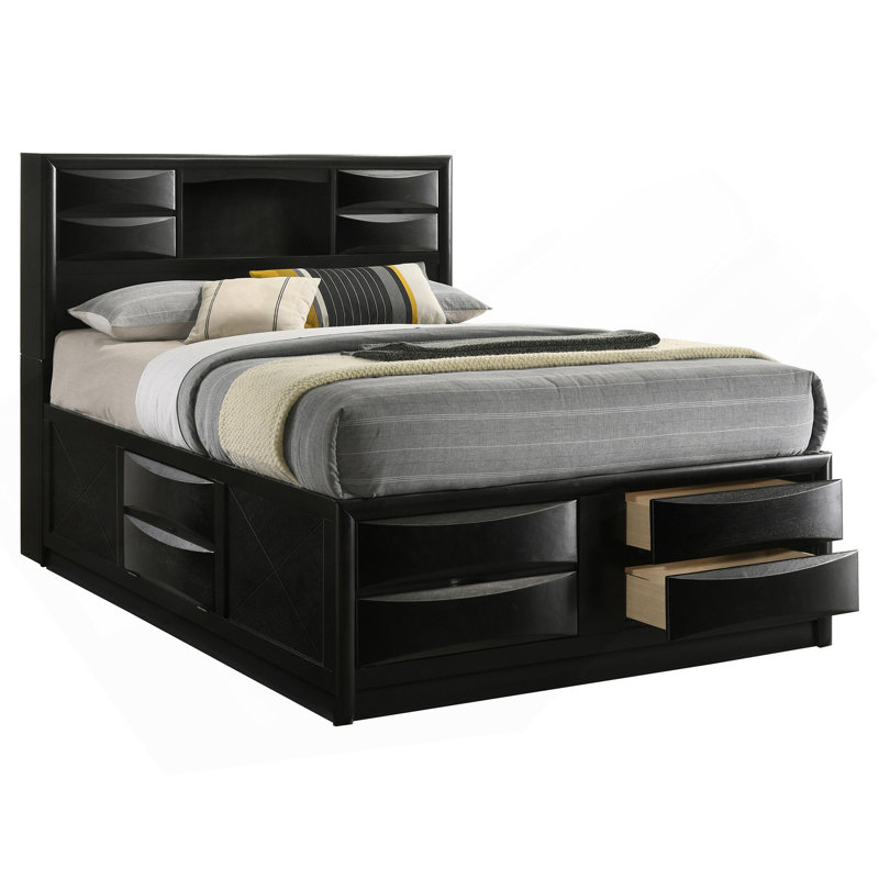 Grand lit de rangement noir Jazz