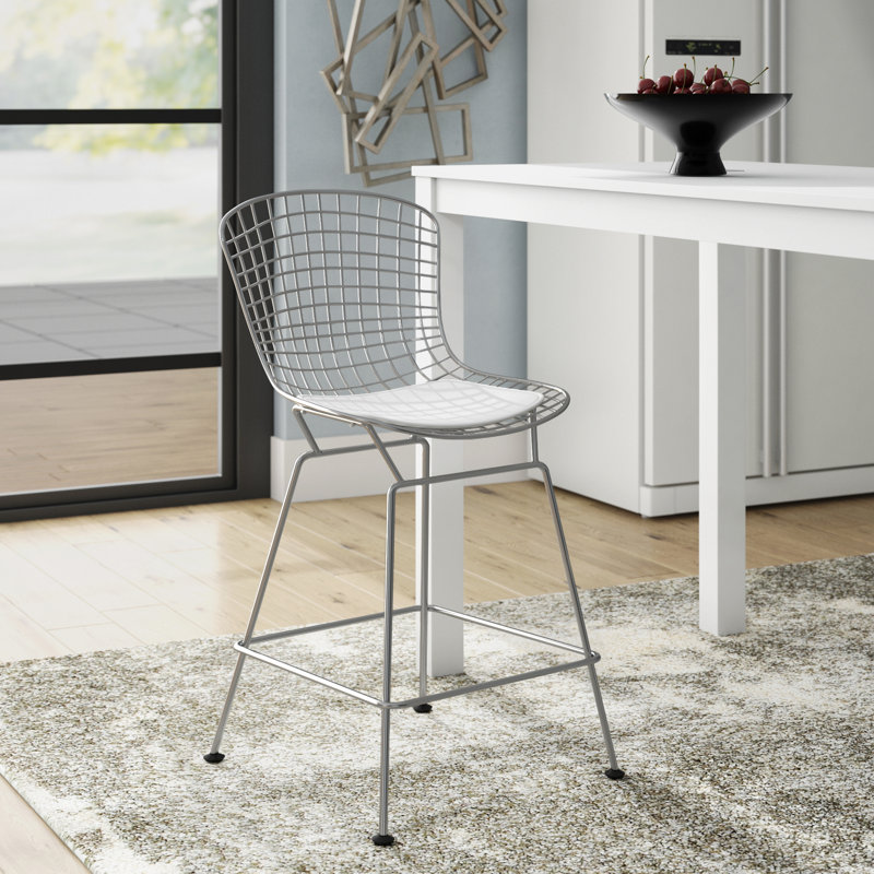 Tabouret de bar et de comptoir Jaaziah, Tabouret de comptoir (siège d'une hauteur de 24 p, Blanc