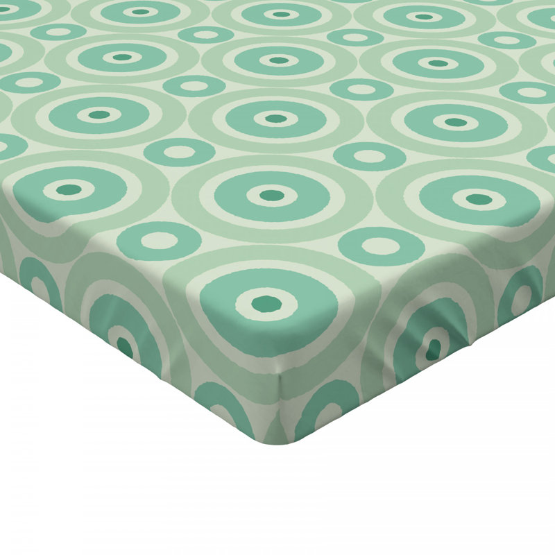Microfiber Fitted Sheet, Queen Fitted Sheet, Green Geometric 1