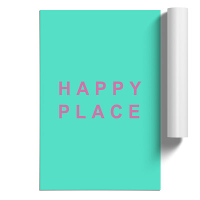 Happy Place Teal - Frameless Print