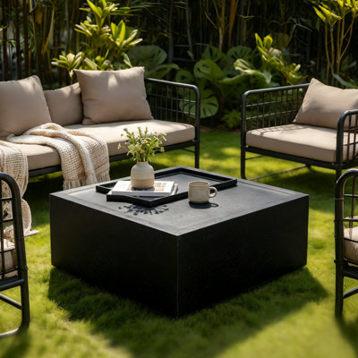 28" Square Natural Travertine Stone Coffee Table for Indoor/Outdoor