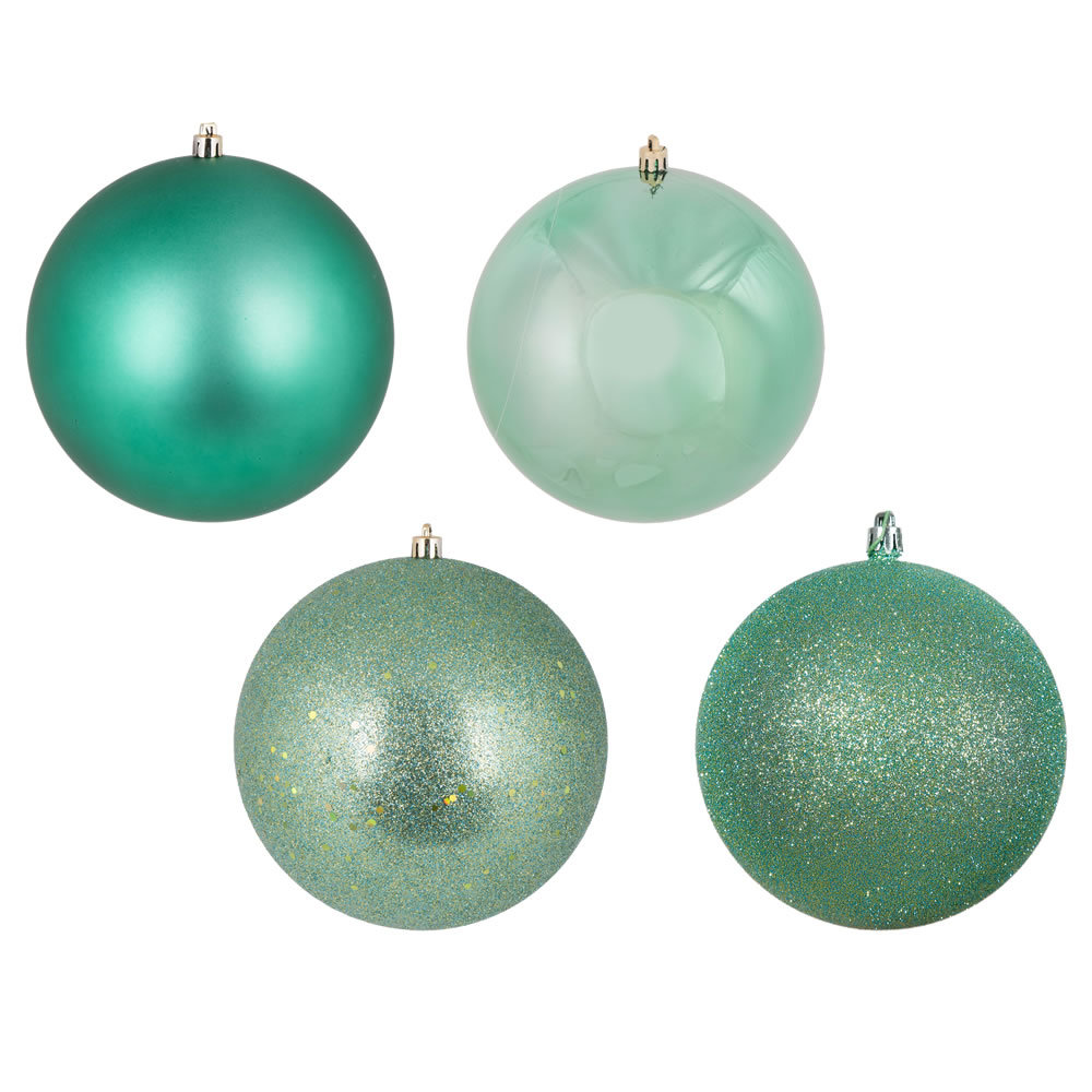 Holiday Décor Ball Ornament, 6" H x 6" W x 6" D, Seafoam