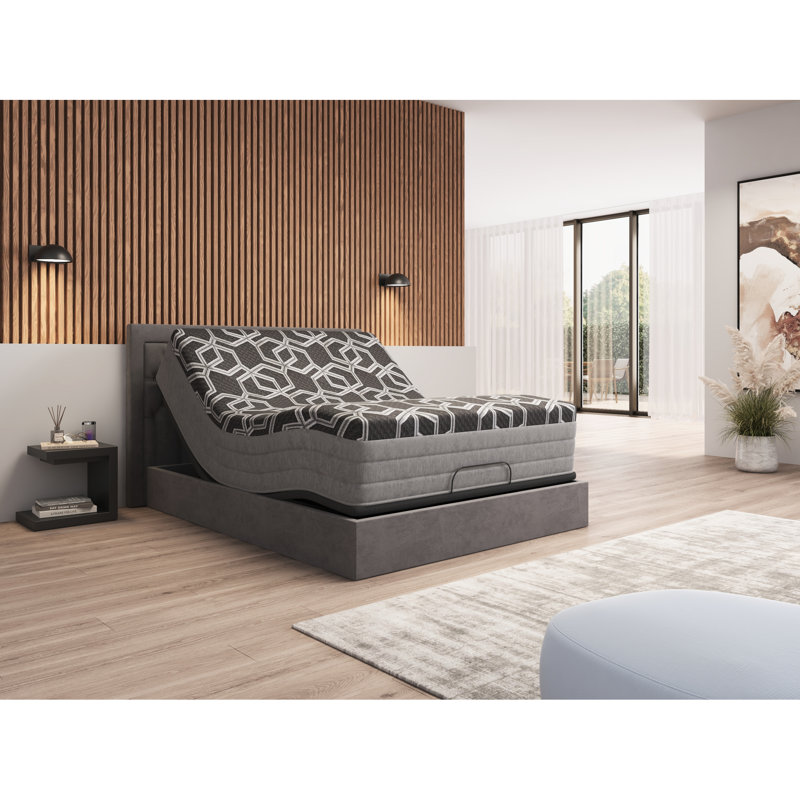 Matelas double 14 po à plateau lisse avec fonctionnalité de couverture de glace rafraîchissante - Cuivre, gel, argent, graphite de 3 po pour une meilleure circulation de l'air et un sommeil confortable