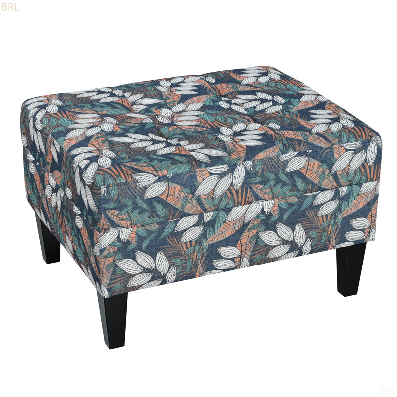 Repose-pieds polyvalent avec confort coussiné et pieds élégants en bouleau, Bleu / Vert / Orange