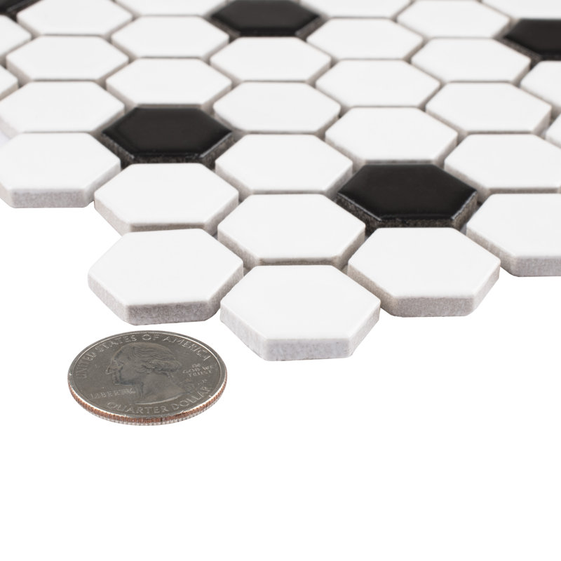 Metro 1" x 1" Hex Porcelain Honeycomb Mosaic Wall & Floor Tile