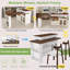 Ensemble de table en bois 3 pièces, table extensible et rotative avec tiroirs, armoire à porte en verre et 2 chaises en bois-1659922564
