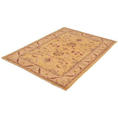 Tapis unique en laine noué à la main or de 6 pi 3 po x 8 pi 10 po Kalona