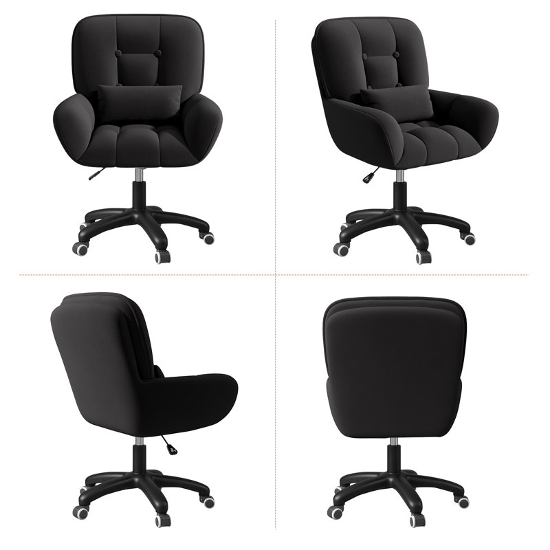 Fairmont Park Velvet Office Chair, Black, Black