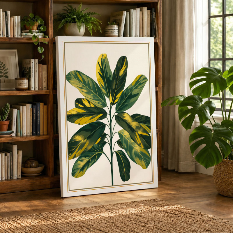 Variegated Specimen Botanical - Wrapped Canvas, 36x24 - 91.4 x 61.0 cm, Sage Border
