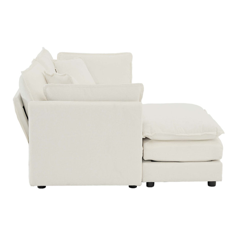 Canapé confortable à deux places avec repose-pieds et canapé modulaire en forme de L, causeuse avec repose-pieds pour des moments de détente