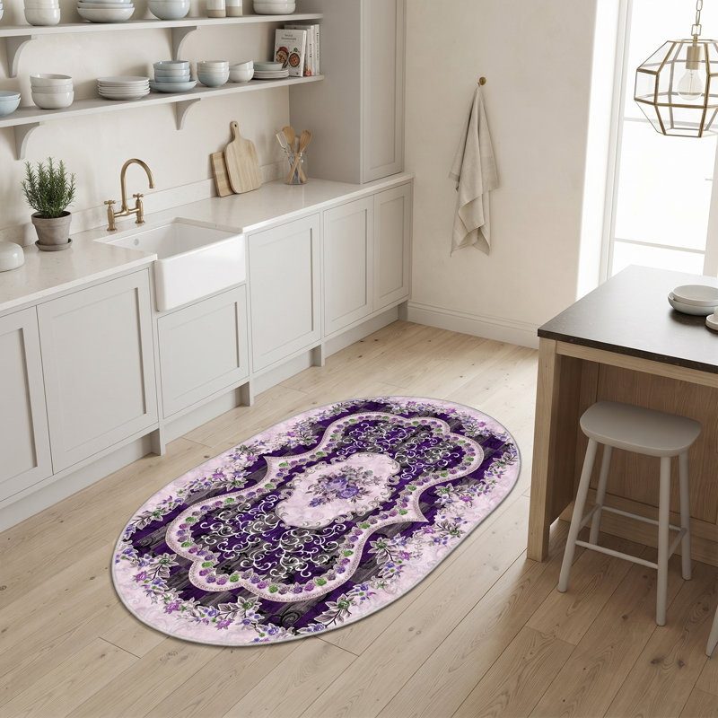 Tapis ovale à motif floral multicolore rétro Eleonora