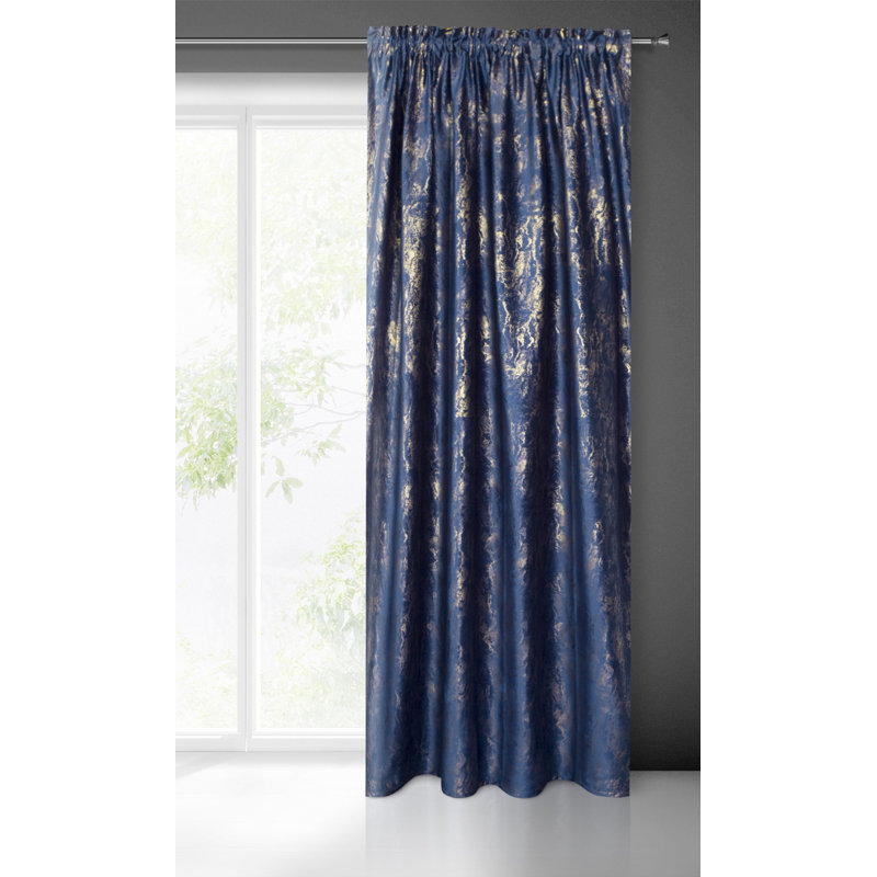 Aazan Blackout Curtains Single Panel, Marine