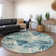 Machine Washable Indoor/Outdoor Xhevrie Teal Rug