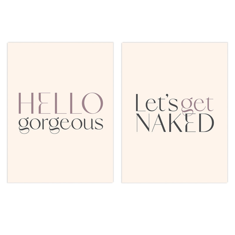 Bedroom Art Hello Gorgeous Let's Get Naked 2 Piece Wall Art, 40.5cm H x 30.5cm W x 0.3cm D