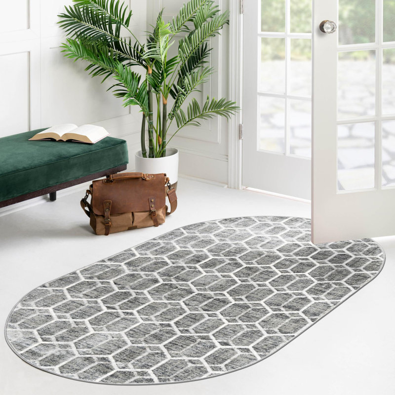 Eshin Abstract Indoor Rug, Oval 5'3" x 8'