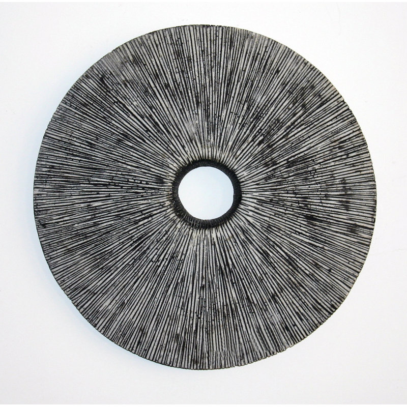 30" Round Black and Gray Glass Wall Art Decor