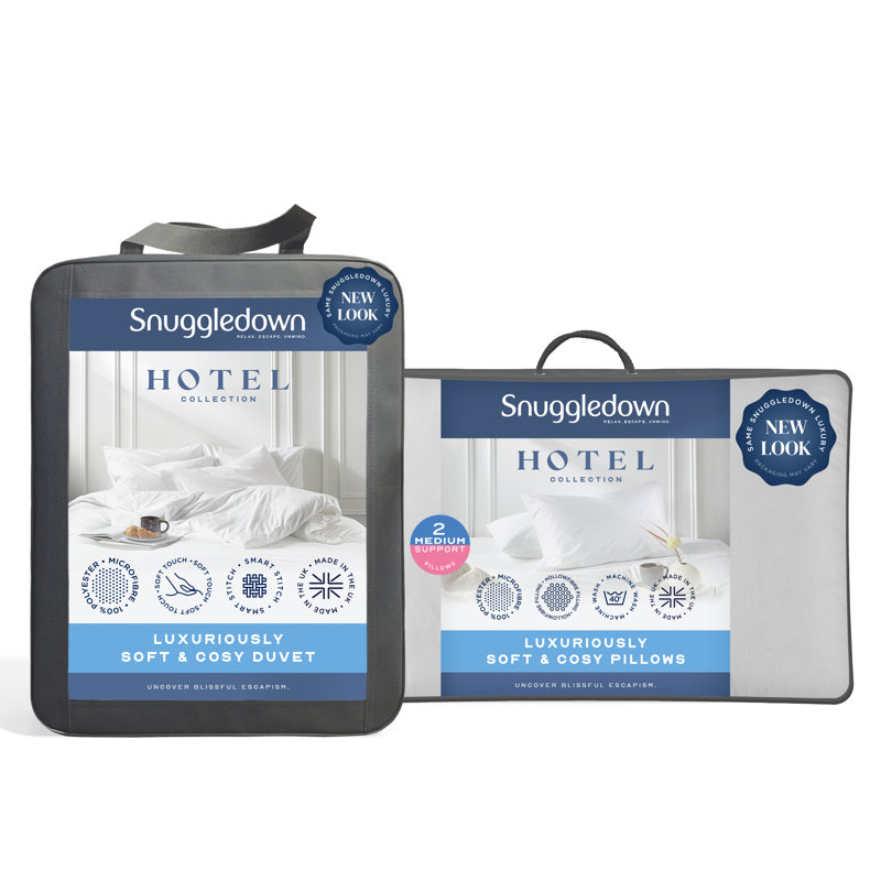 Snuggledown Luxuriously Hotel Soft & Cosy Duvet 4.5 Tog Premium Summer Quilt Washable with 2 Pillows, Kingsize