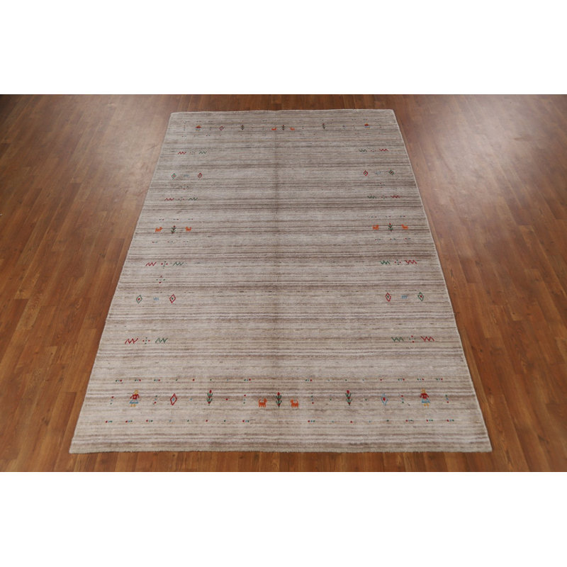 Tapis oriental en soie petits animaux de style Gabbeh 6 x 9