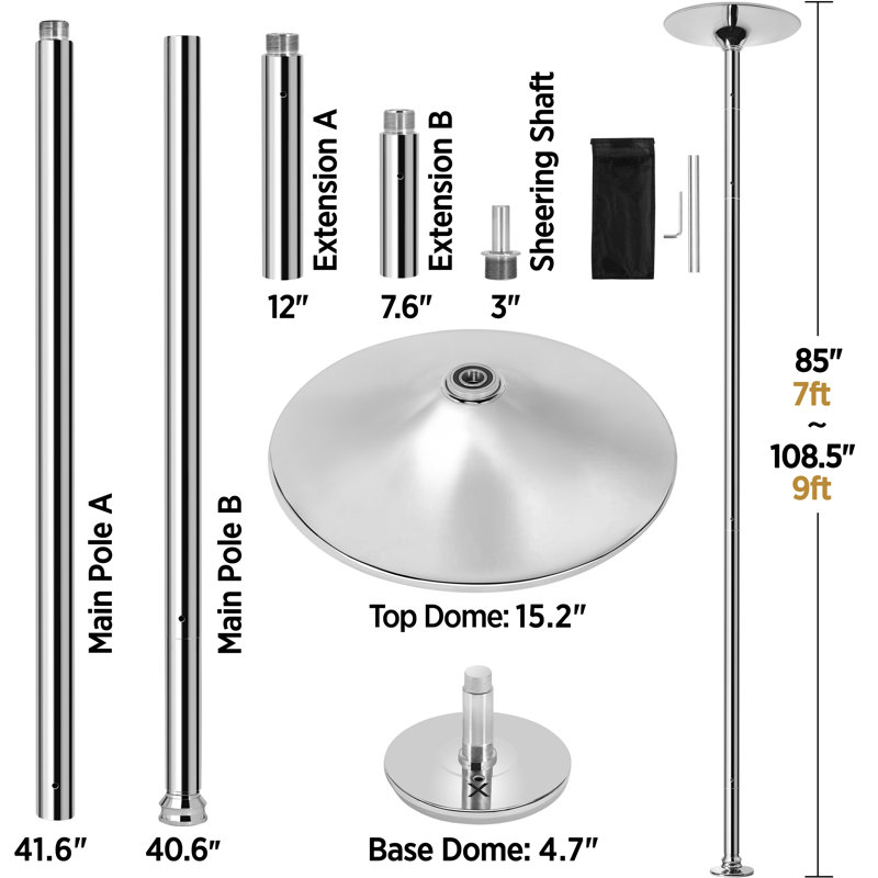 45mm Portable Detachable Dance Pole, Silver