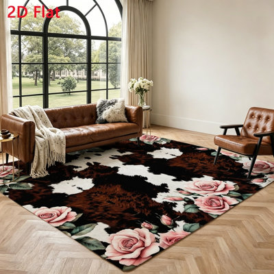 Tapis en cuir de vache pour salon, chambre à coucher, bureau, zone douce décorative, tapis antidérapant, décoration intérieure