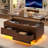 Aviad Lift Top Coffee Table with Multifunctional RGB LED Lights, Hidden Compartment and Drawers-227651394