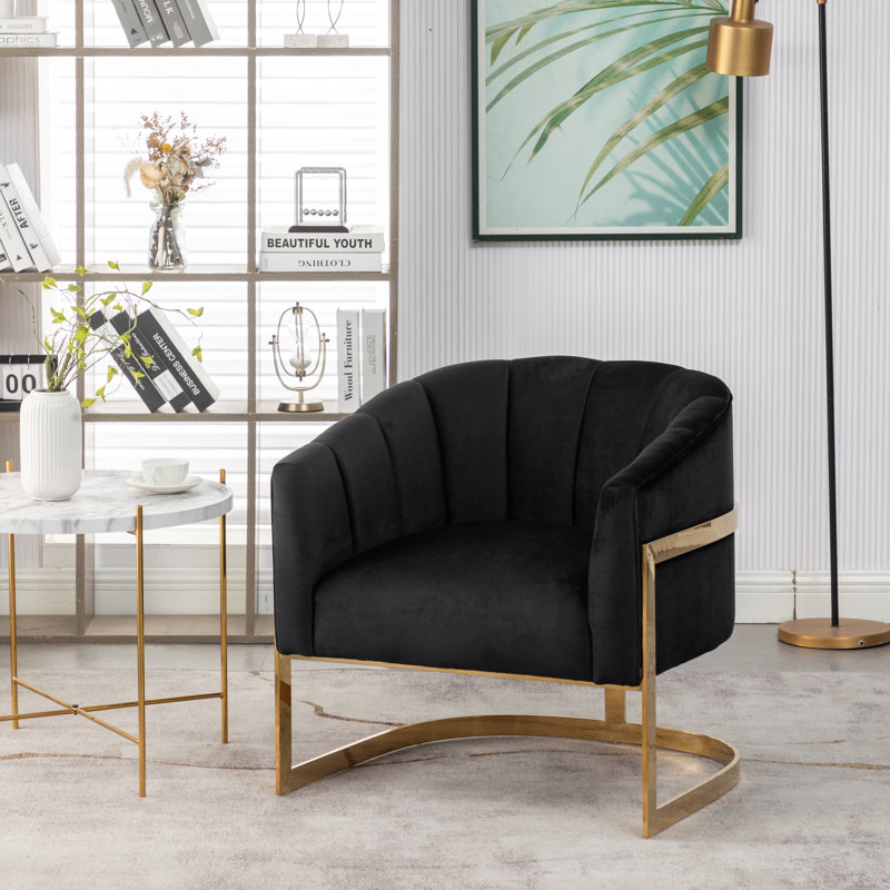 Fauteuil demi-tonneau Tellico, Velours noir