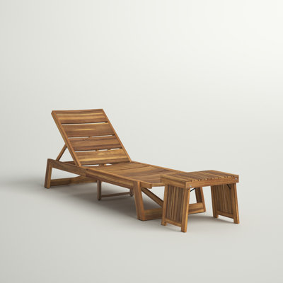 Hubert Reclining Chaise Lounge with Table by Sand & Stable