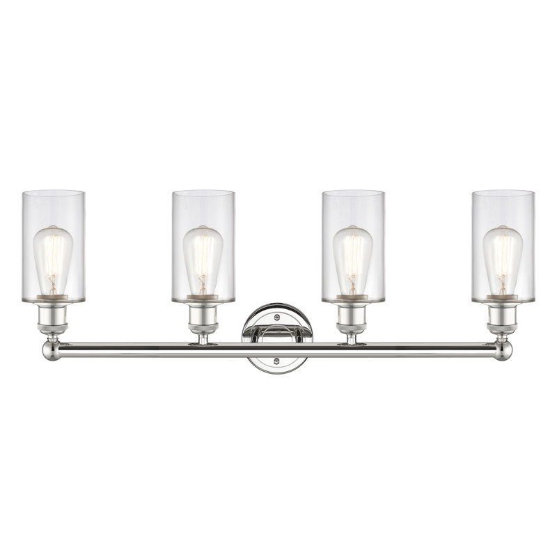 Éclairage pour meuble-lavabo à 4 lumières 30,875 pouces Caldello, Transparent, Nickel poli