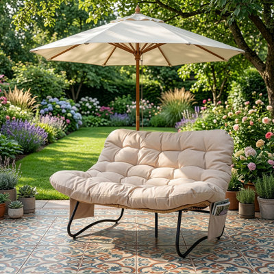 Oversized Double-Person Papasan Loveseat With Side Pockets