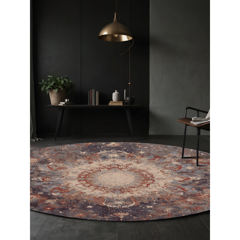 Tapis brun soyeux et moelleux, Rond 6 pi