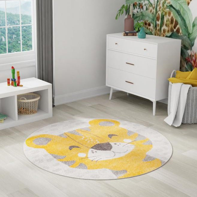 Round Animal Print Polypropylene Plastic Rug, Round 7'10"