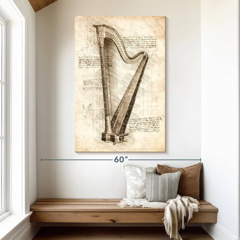 Abarca Old Harp, 51" H x 34" W