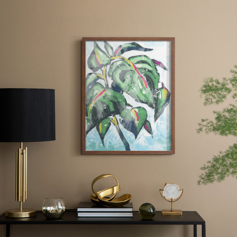 «Candy Palm Fresco I», reproduction encadrée - bois massif, H 30 po x l 24 po, Noyer