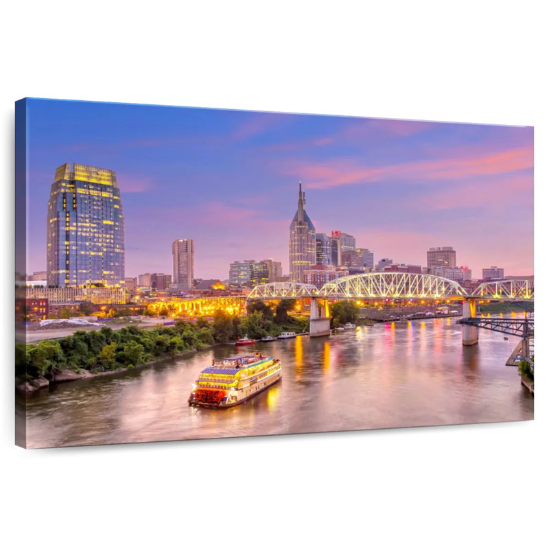Nashville, coucher de soleil mauve, ciel, H 20 po x l 30 po