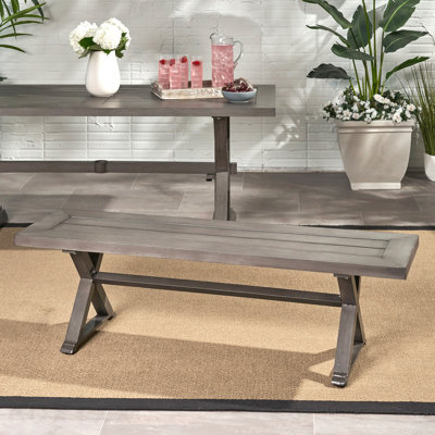 Outdoor Dining Bench - Modern Style Aluminum Material