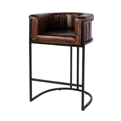 Tabouret de bar en cuir avec repose-pieds Rockford