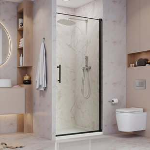 36“-37 ”wx72 “h Frameless Pivot Shower Door 1/4” Tempered Glass