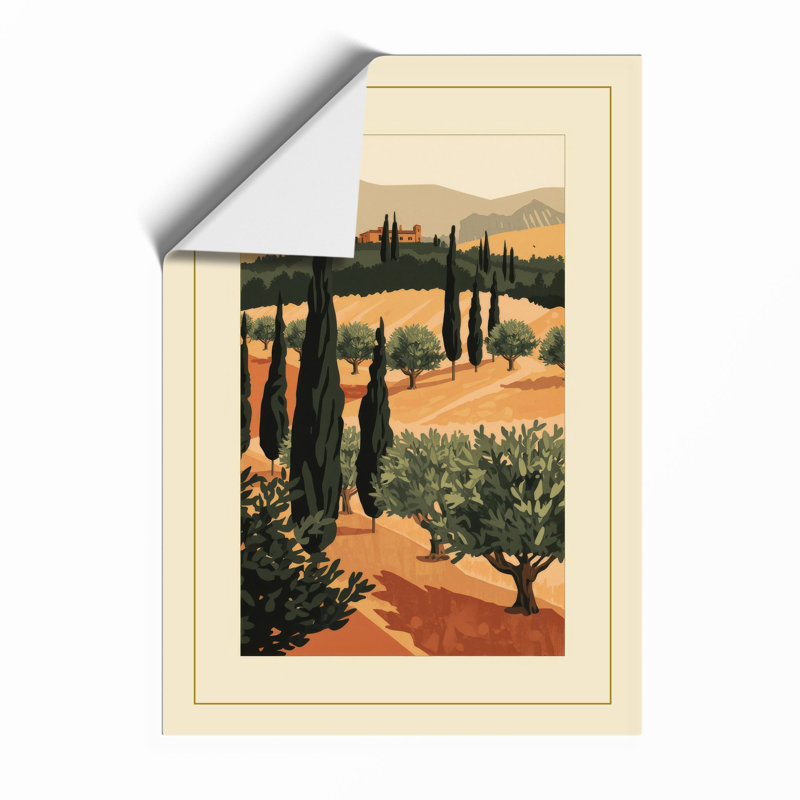 Tuscan Cypress Path Rustic - Framed Print, Unframed, A3 - 42.0 x 29.7 cm