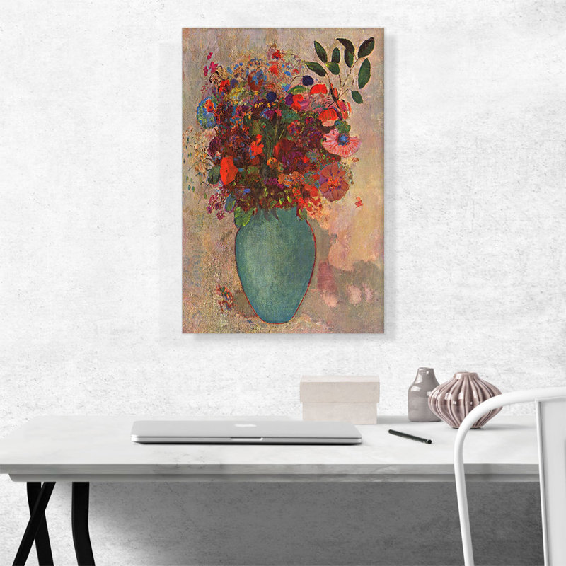 «The Turquoise Vase» par Odilon Redon, reproduction d'art sur toile tendue, H 26 po x l 18 po x 1,5 po