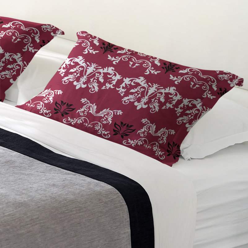 Football Baroque Pattern Pillow Sham, Microfiber, Standard, Red/White/Black
