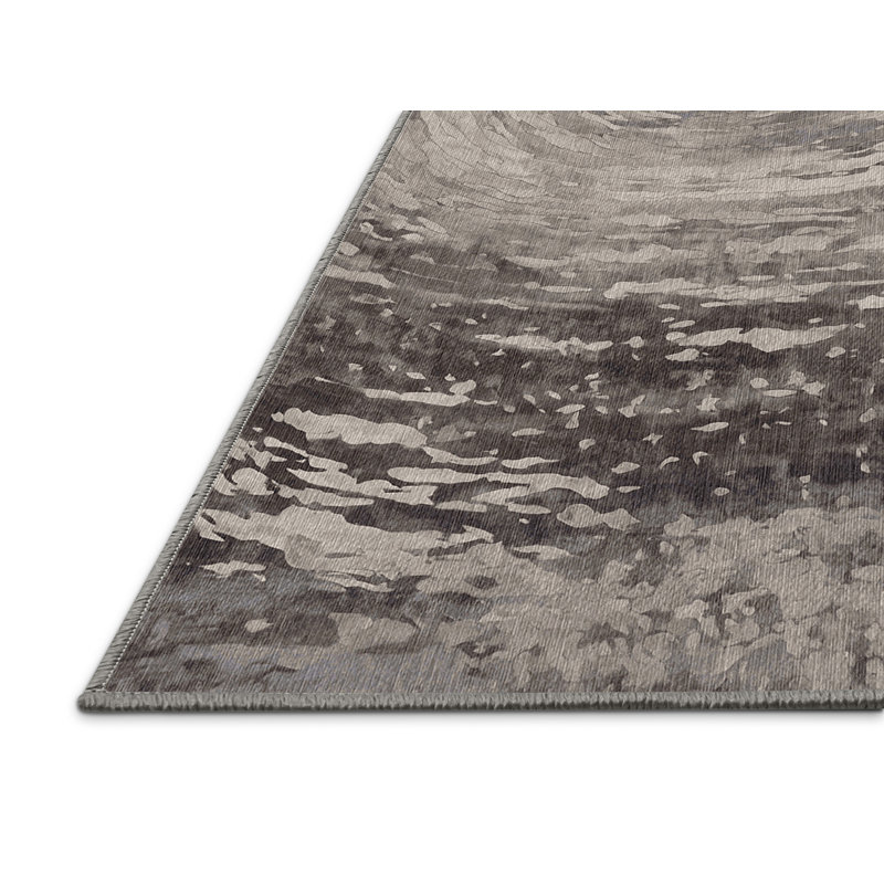 Machine Washable Gray Area Rug, Square 7'