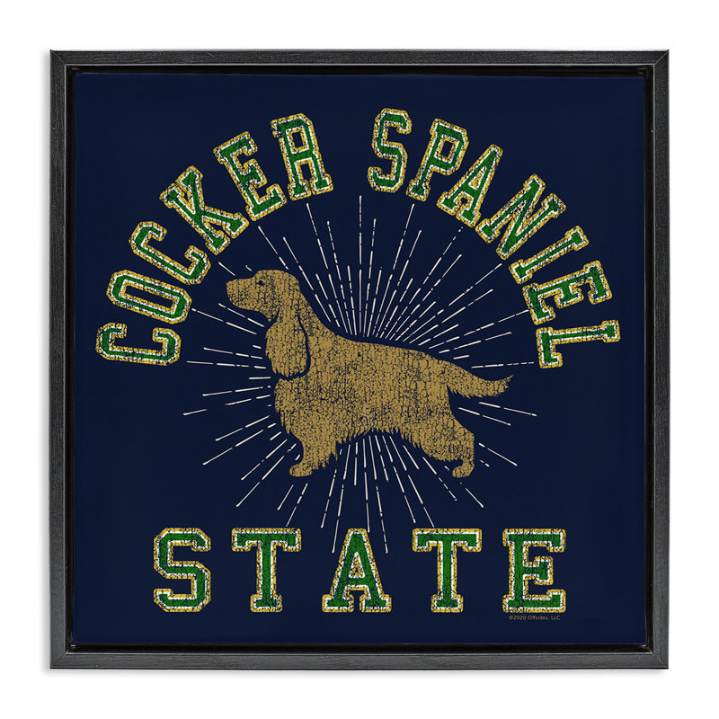 Art mural Cocker Spaniel State par Spirit Animals / Life Is High, Cadre flottant noir, H 18 po x l 18 po