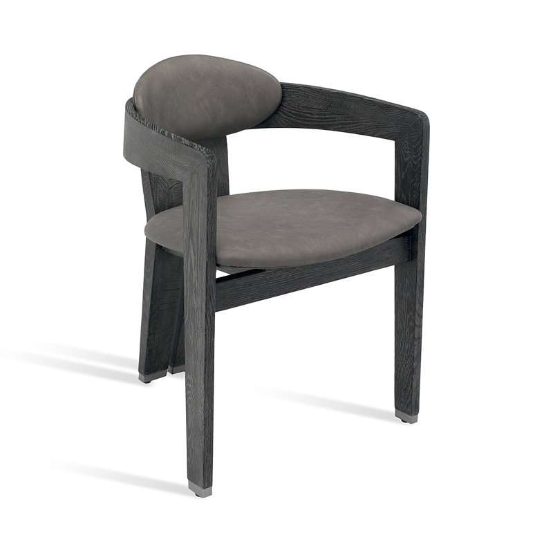 Maryl Upholstered Arm Chair, Charcoal Ceruse, Distressed Charcoal